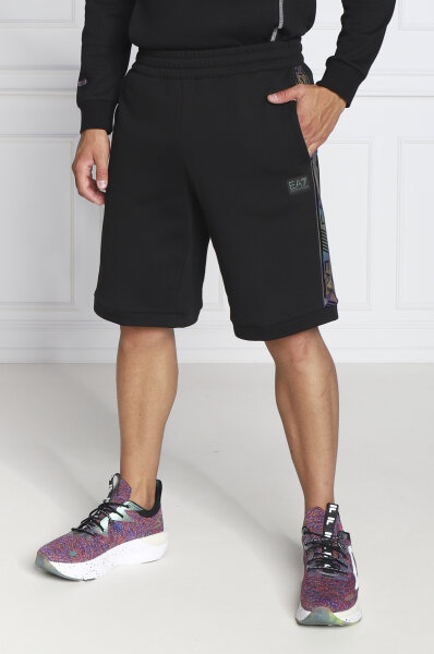 Emporio Armani 7 Bermuda en coton avec motif réfléchissant Noir