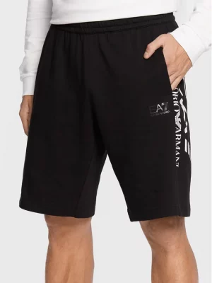 Emporio Armani 7 Bermuda en coton logo séries Noir et blanc