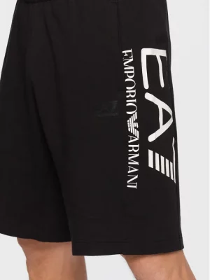 Emporio Armani 7 Bermuda en coton logo séries Noir et blanc