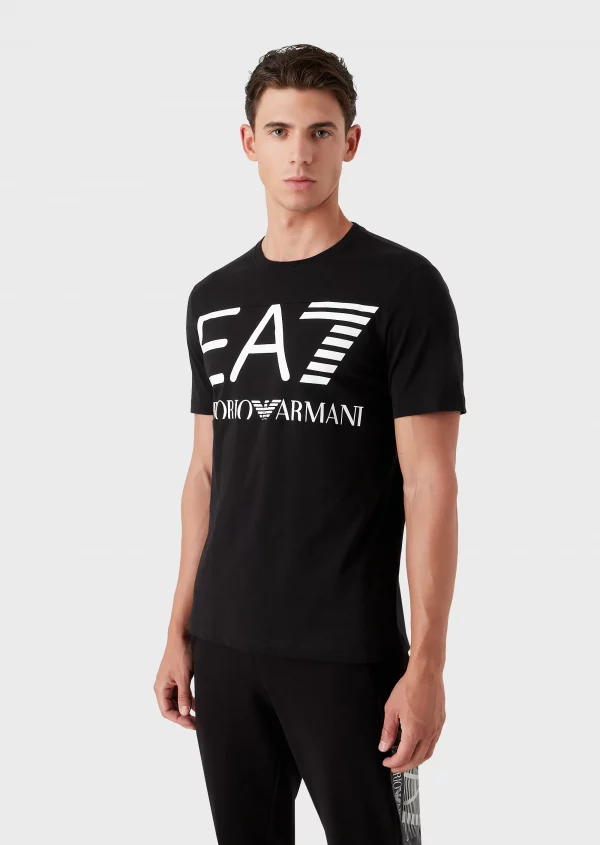 Emporio Armani 7 T-shirt à manches courtes avec grand logo Logo Series Noir et blanc