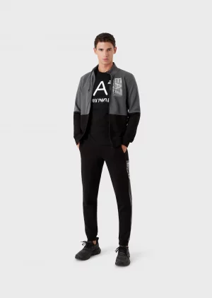Emporio Armani 7 T-shirt à manches courtes avec grand logo Logo Series Noir et blanc