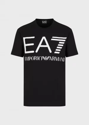 Emporio Armani 7 T-shirt à manches courtes avec grand logo Logo Series Noir et blanc