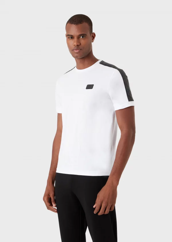 Emporio Armani 7 T-shirt avec détail de galon logotypé Logo Series Blanc