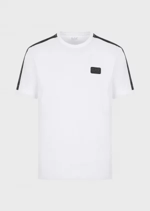 Emporio Armani 7 T-shirt avec détail de galon logotypé Logo Series Blanc