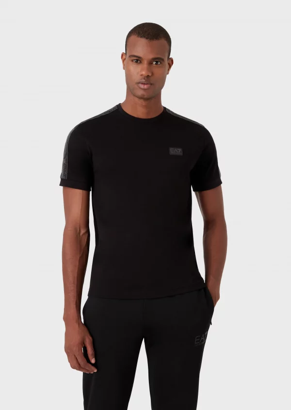 Emporio Armani 7 T-shirt avec détail de galon logotypé Logo Series Noir