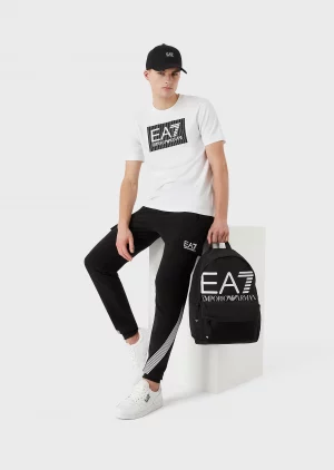 Emporio Armani 7 T-shirt en coton stretch Tennis Club Blanc