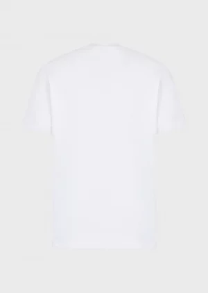 Emporio Armani 7 T-shirt en coton stretch Tennis Club Blanc
