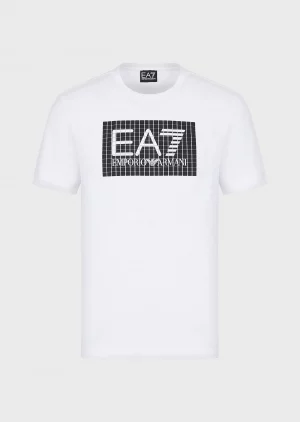 Emporio Armani 7 T-shirt en coton stretch Tennis Club Blanc