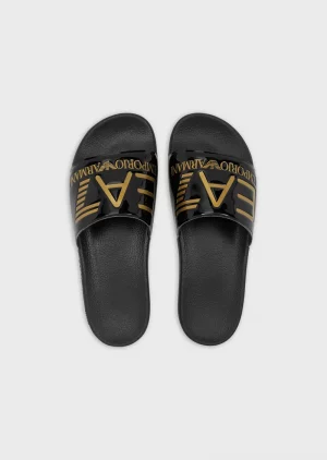 EMPORIO ARMANI  7 Claquette avec grand logo EA7 noir