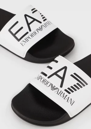EMPORIO ARMANI  7 Claquette avec grand logo EA7 noir et blanc