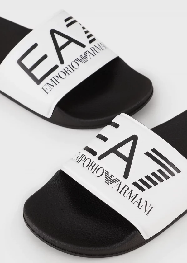 EMPORIO ARMANI  7 Claquette avec grand logo EA7 noir et blanc