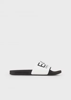 EMPORIO ARMANI  7 Claquette avec grand logo EA7 noir et blanc
