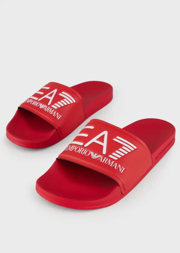 EMPORIO ARMANI  7 Claquette avec grand logo EA7 rouge