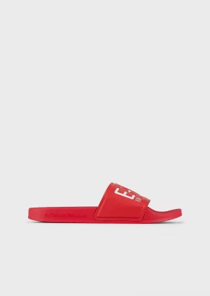 EMPORIO ARMANI  7 Claquette avec grand logo EA7 rouge