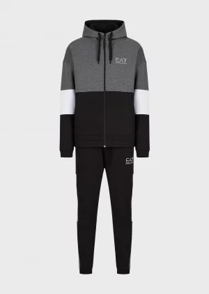 Emporio Armani 7 Survêtement en coton mélangé Athletic Colour Block Noir