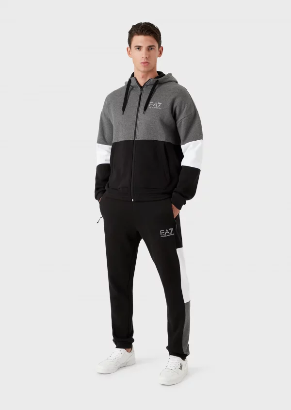 Emporio Armani 7 Survêtement en coton mélangé Athletic Colour Block Noir