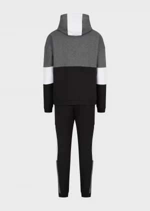 Emporio Armani 7 Survêtement en coton mélangé Athletic Colour Block Noir