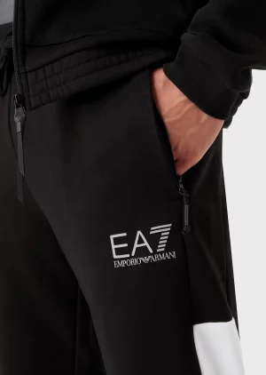 Emporio Armani 7 Survêtement en coton mélangé Athletic Colour Block Noir