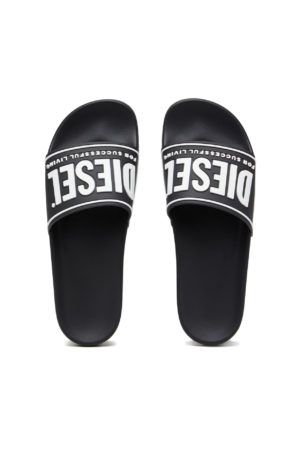 DIESEL Claquettes de piscine avec logo 3D Noir