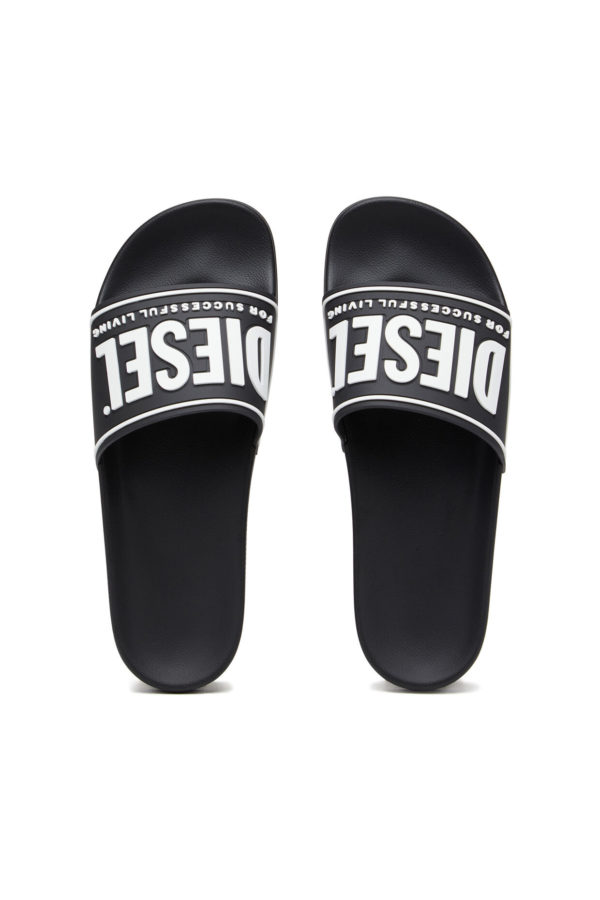 DIESEL Claquettes de piscine avec logo 3D Noir