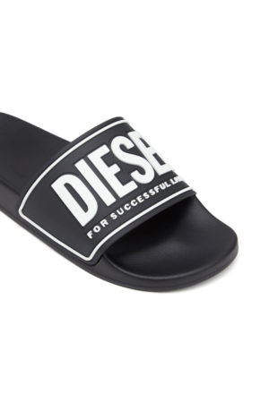 DIESEL Claquettes de piscine avec logo 3D Noir