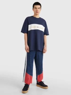 TOMMY JEANS T-Shirt color block avec logo Bleu marine 1