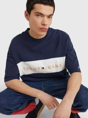 TOMMY JEANS T-Shirt color block avec logo Bleu marine 3
